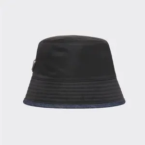 NWT Prada Re-Nylon Denim Reversible Bucket Hat Prada Denim Re-Nylon Reversible M Bucket Hat Blue Black  main image 4